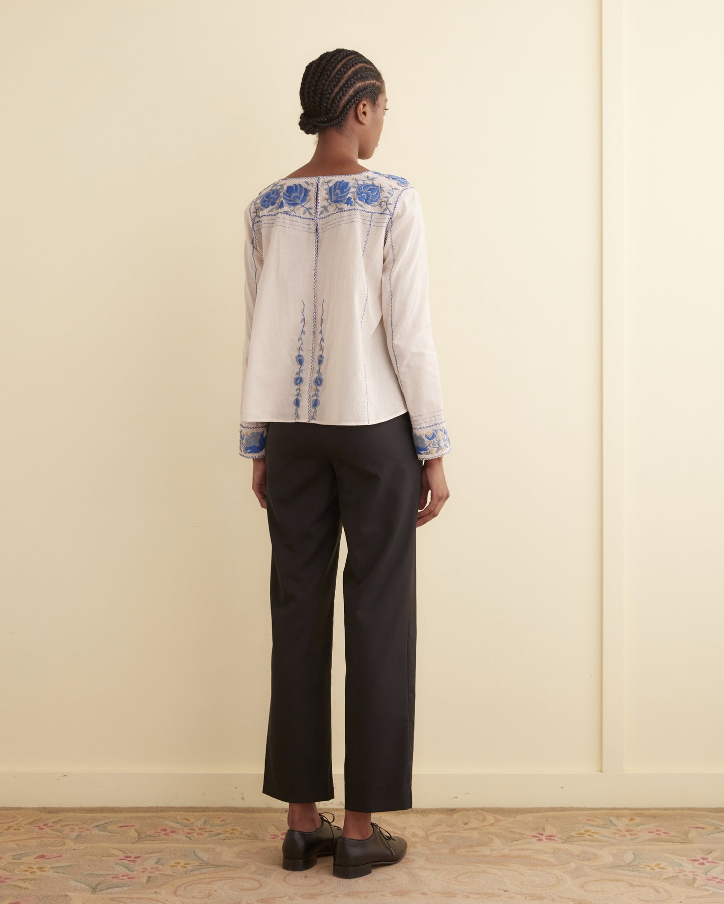 Embroidered Cornflower Top
