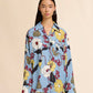 Blue Envers Satin Pyjama Shirt with Melodia print