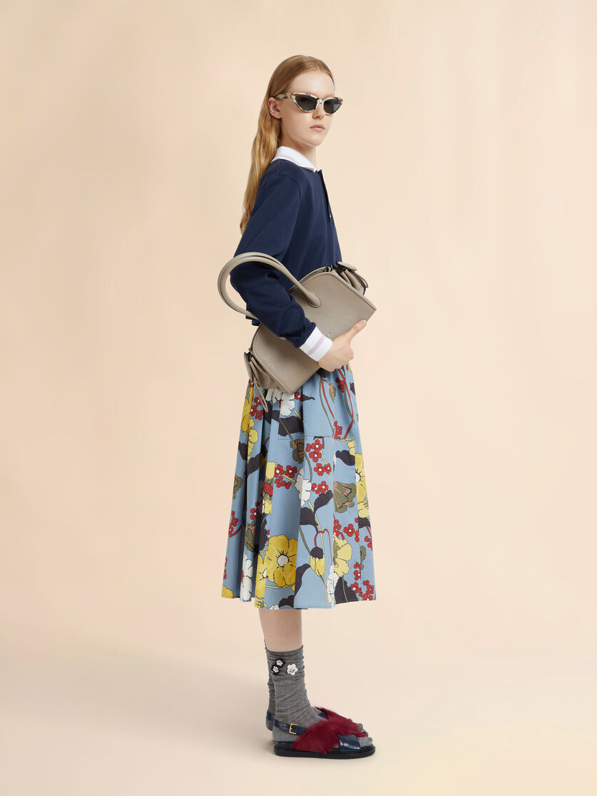 Printed Melodia Poplin Mid Length Skirt