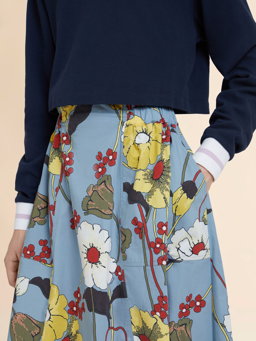 Printed Melodia Poplin Mid Length Skirt