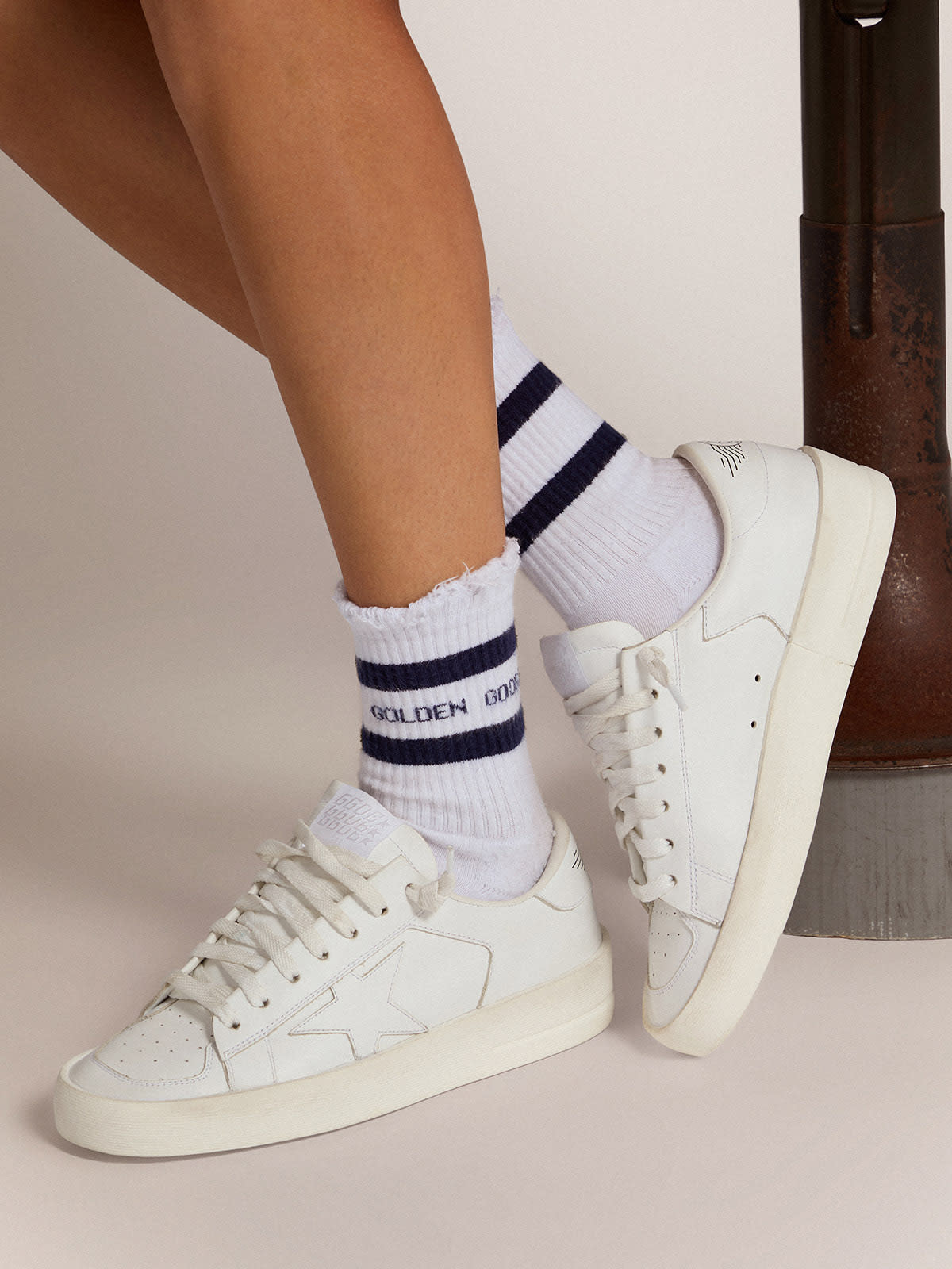 Cotton socks with stripes and logo