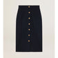 Gabardine Wool Buttoned Pencil Skirt
