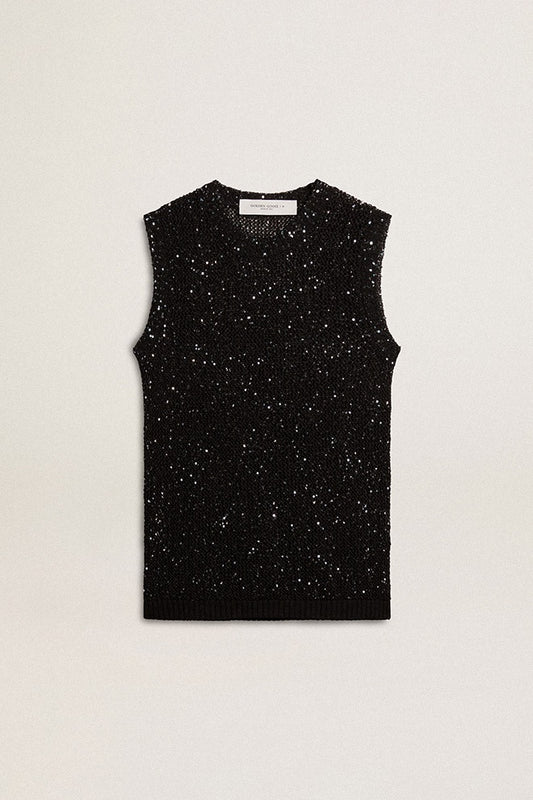 Journey Sequins Mesh Knit Tank Top