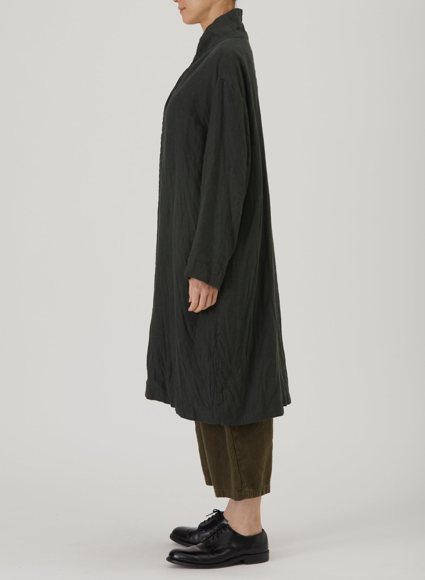 Washed Double-Sided Brushed Linen Canvas Long Coat