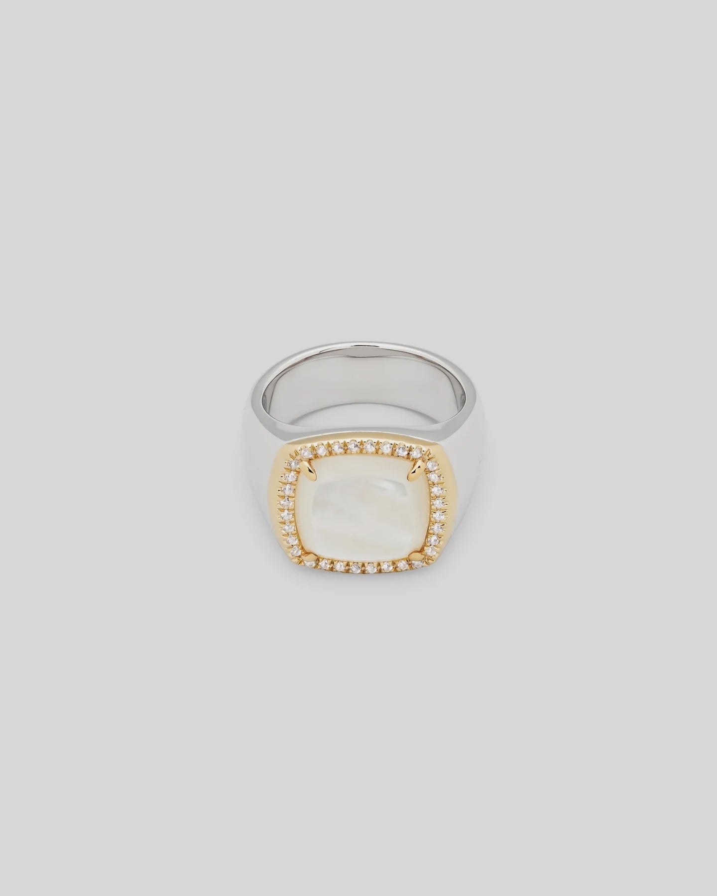 May Ring White MOP with Diamonds