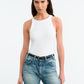 Jennifer Rib Tank in white