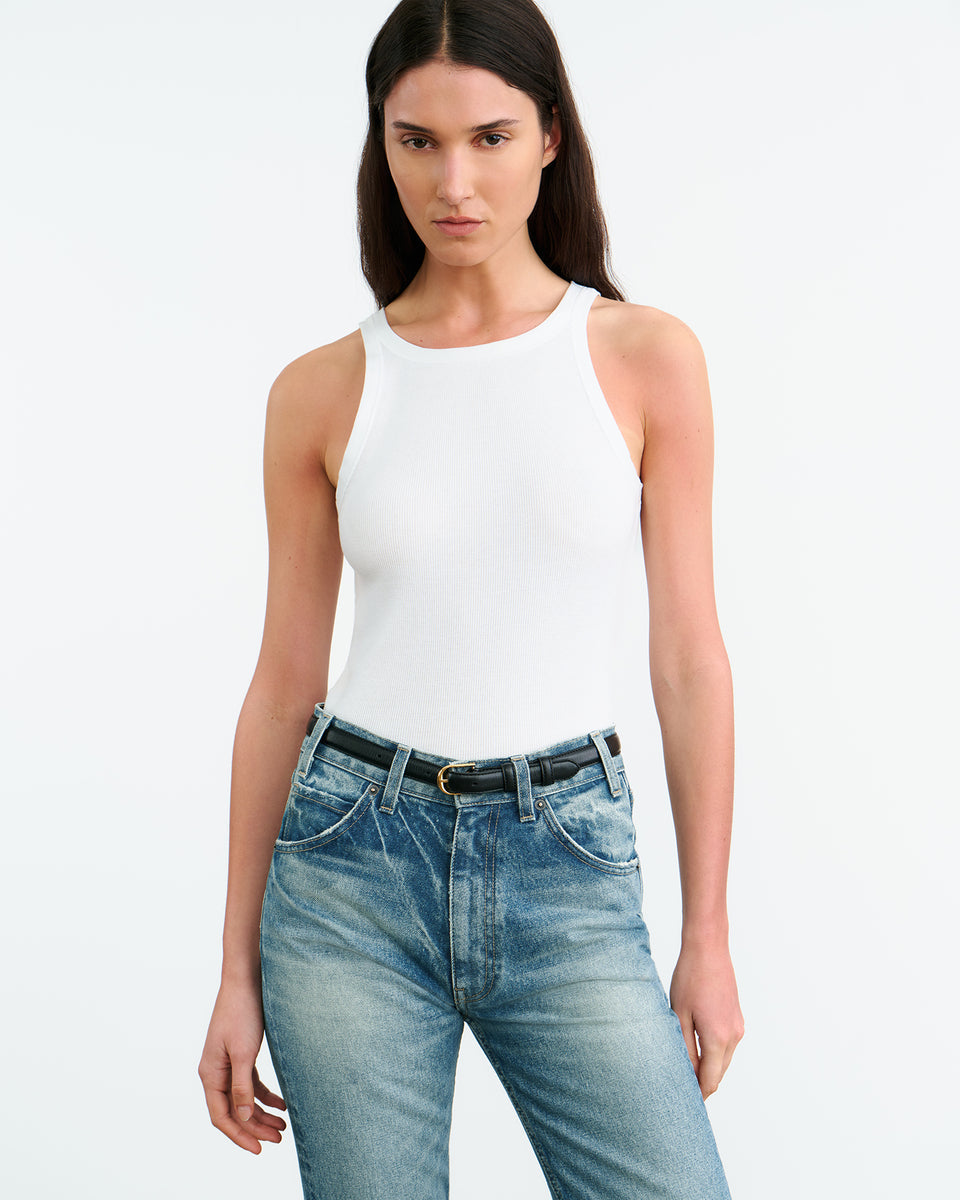Jennifer Rib Tank in white