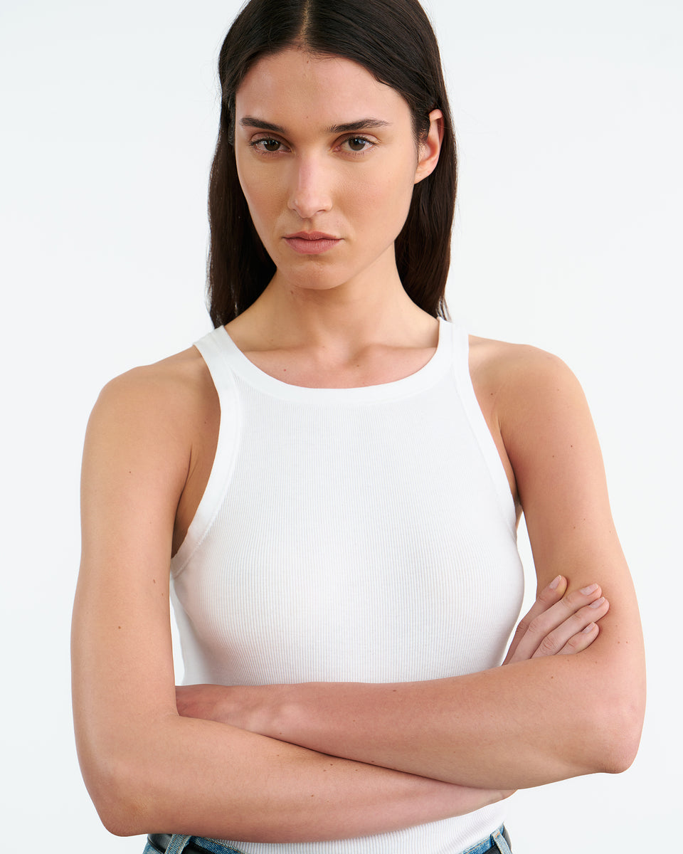 Jennifer Rib Tank in white