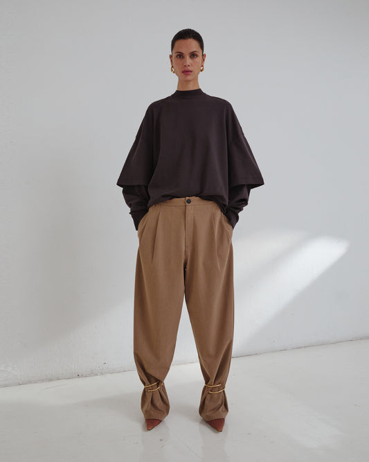 Phebe Cuff Adorned Wide Leg Pants