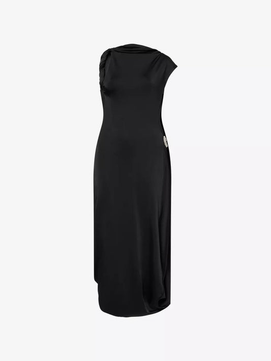 Sleeveless Twist Drape Midi Dress