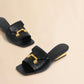 Patent Grainy Leather Sandal