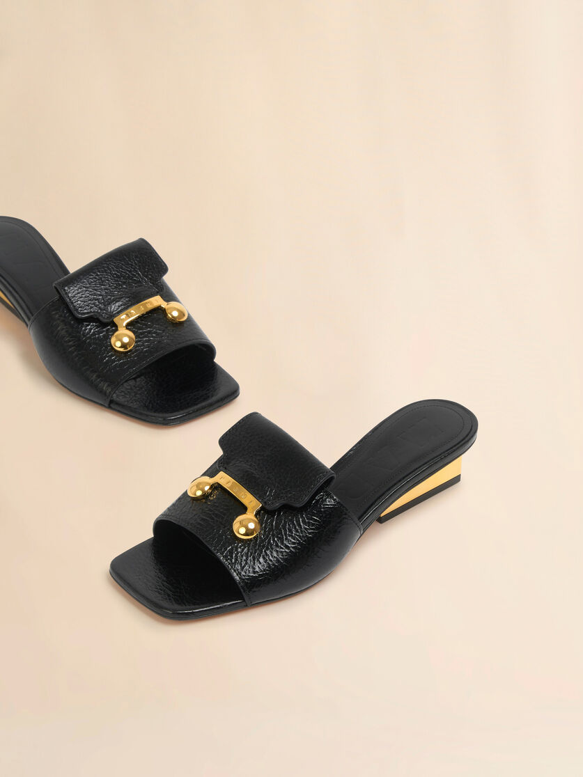 Patent Grainy Leather Sandal