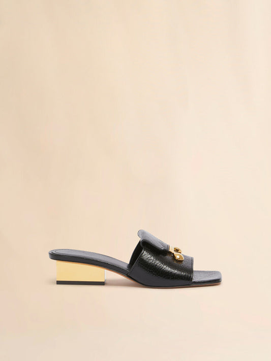 Patent Grainy Leather Sandal