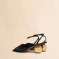 Black Folded Satin Sandal