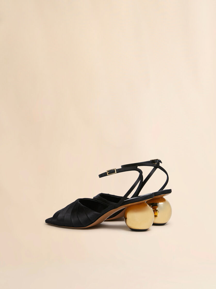 Black Folded Satin Sandal