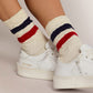 Vintage white socks navy /red stripe