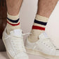 Vintage white socks navy /red stripe