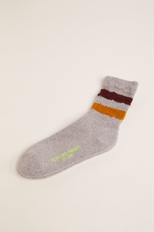 Melange grey socks burgundy/mustard