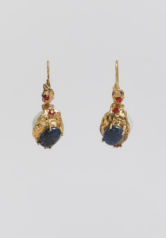Pearl & Stone Hook Earrings