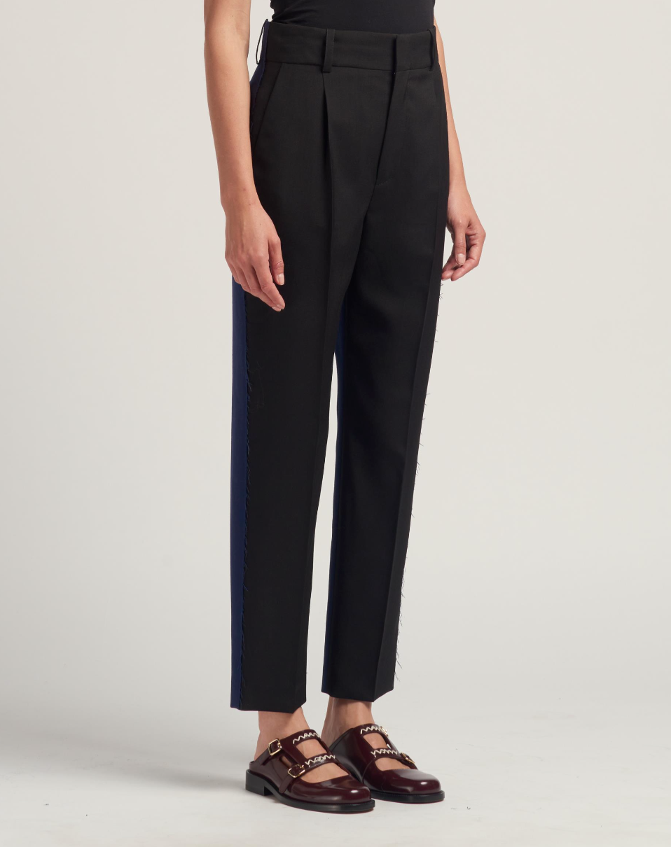 Contrast Tropical Wool Trousers