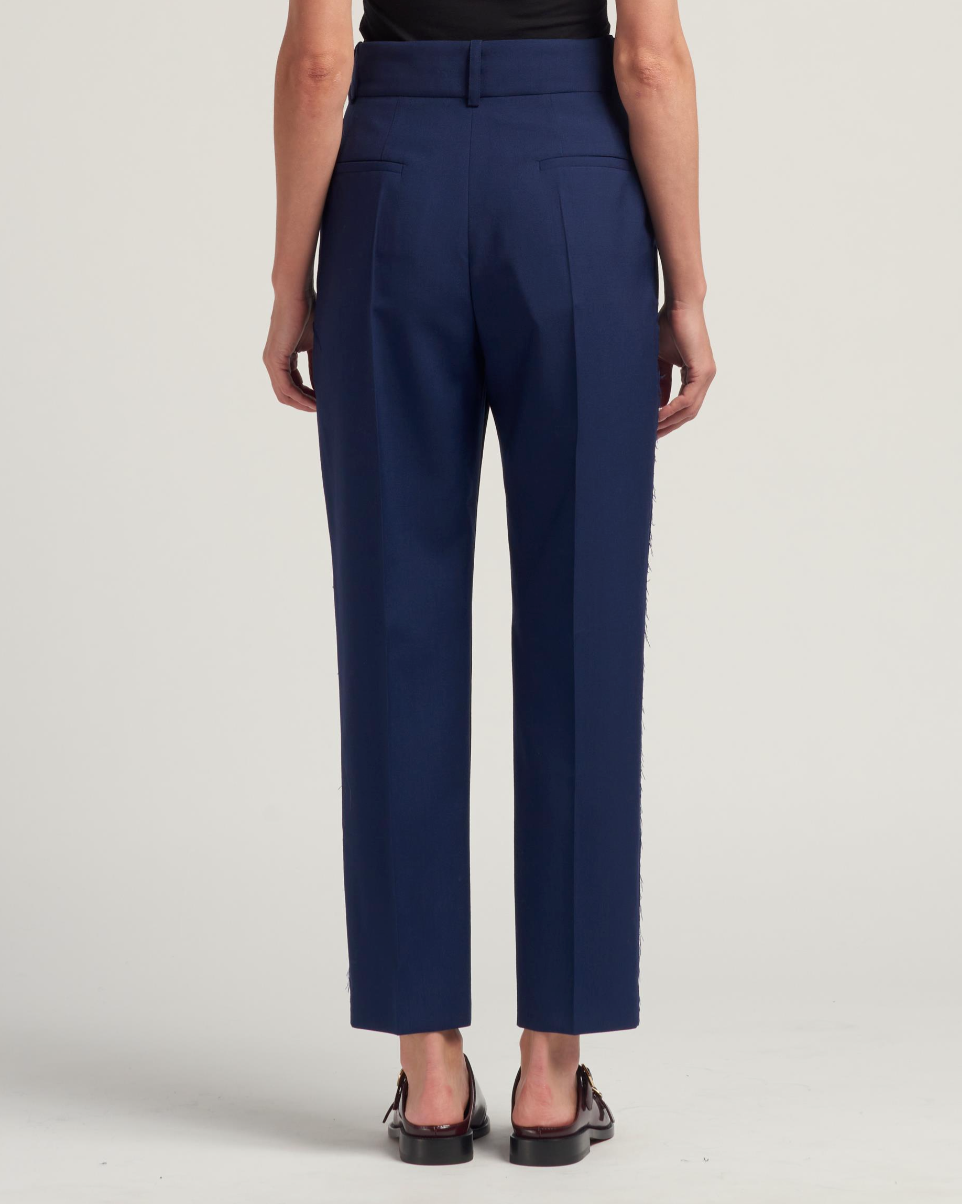 Contrast Tropical Wool Trousers