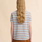 Blue and brown striped cotton T-shirt