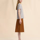 Blue and brown striped cotton T-shirt