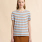 Blue and brown striped cotton T-shirt