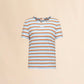 Blue and brown striped cotton T-shirt