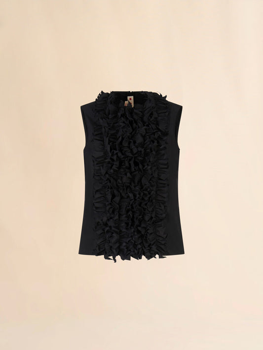 Ruffle Front Poplin Top