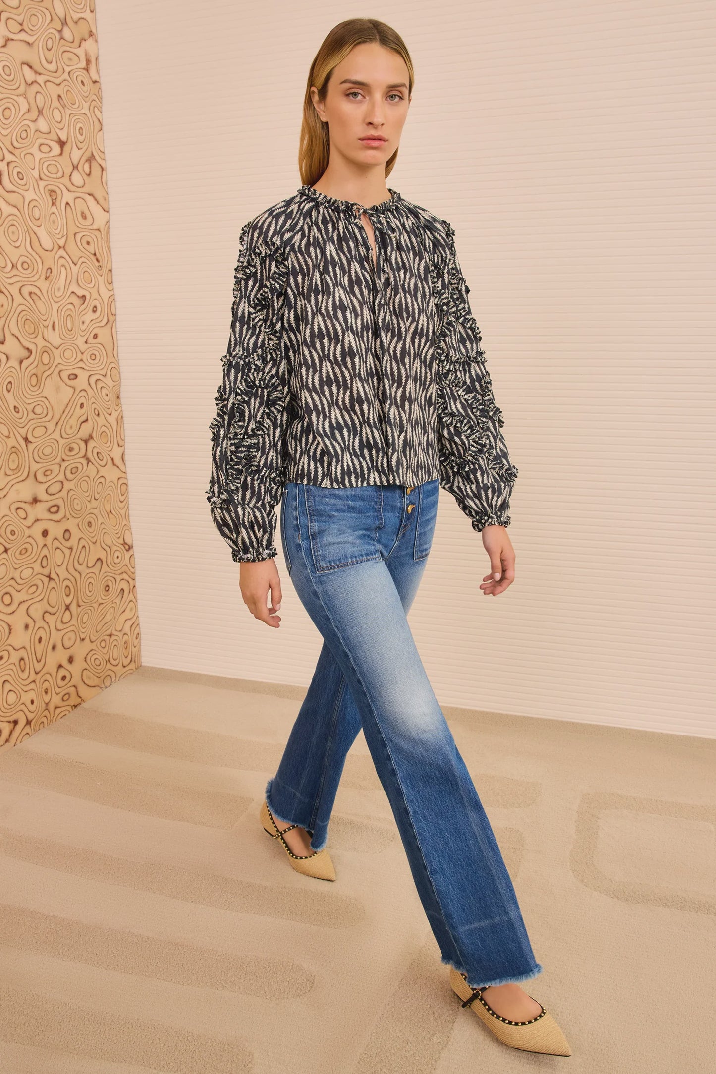 Azrou Cotton Long Sleeve Blouse