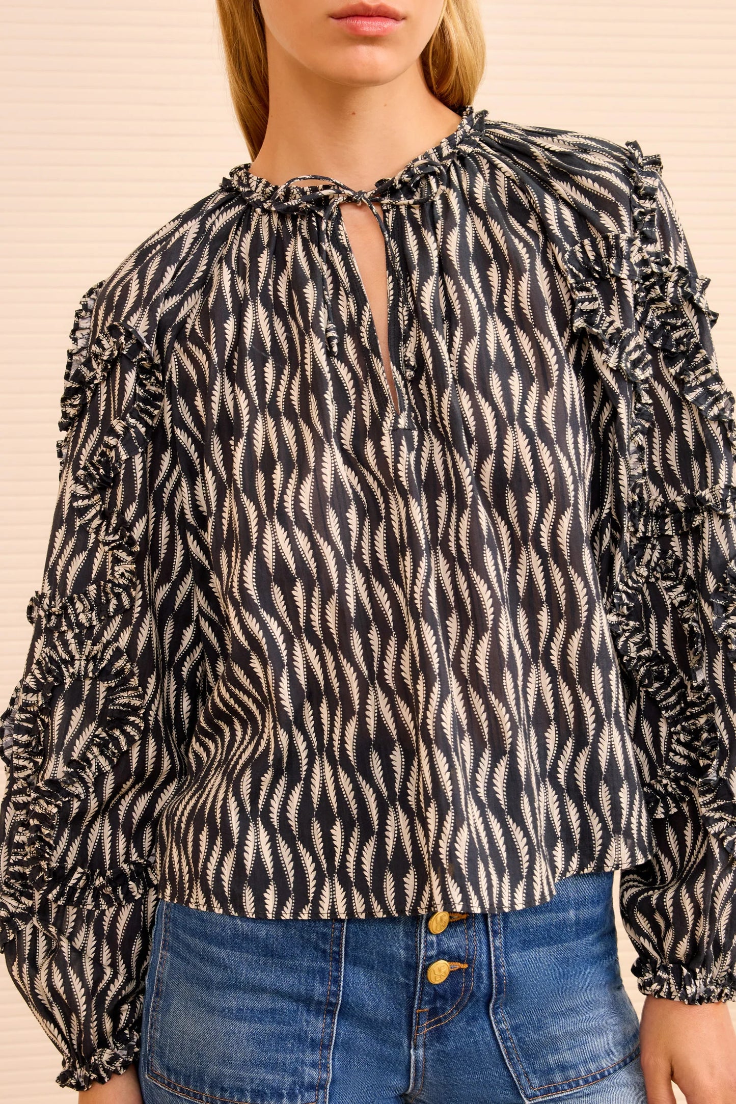 Azrou Cotton Long Sleeve Blouse