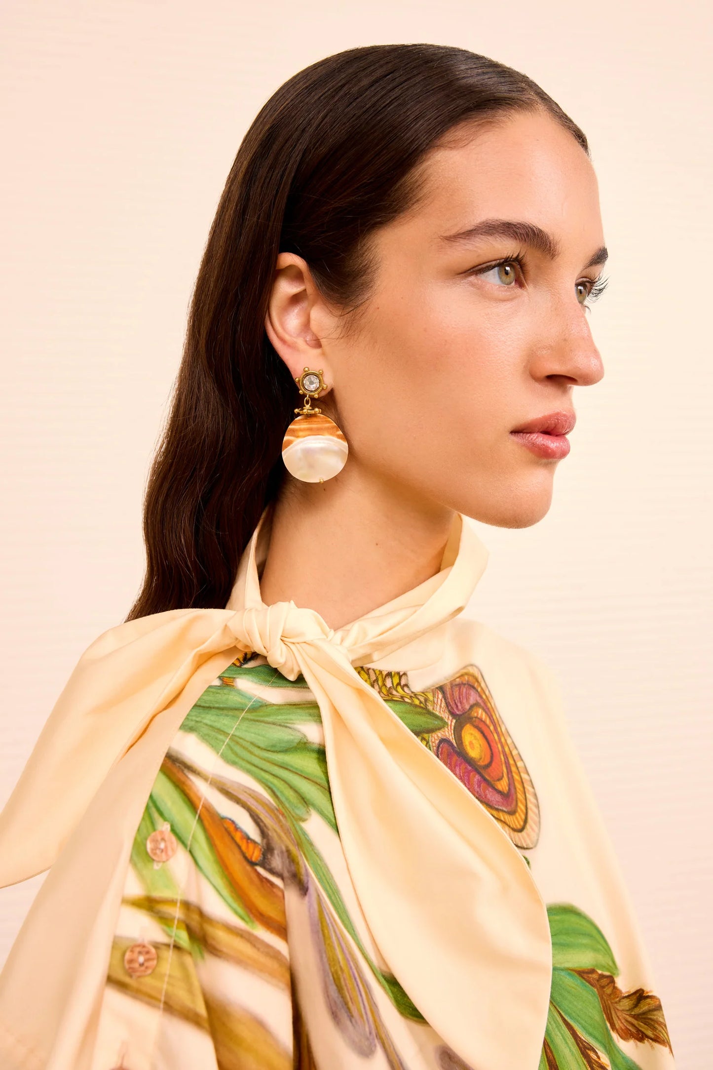 Embellished Shell Drop Earring