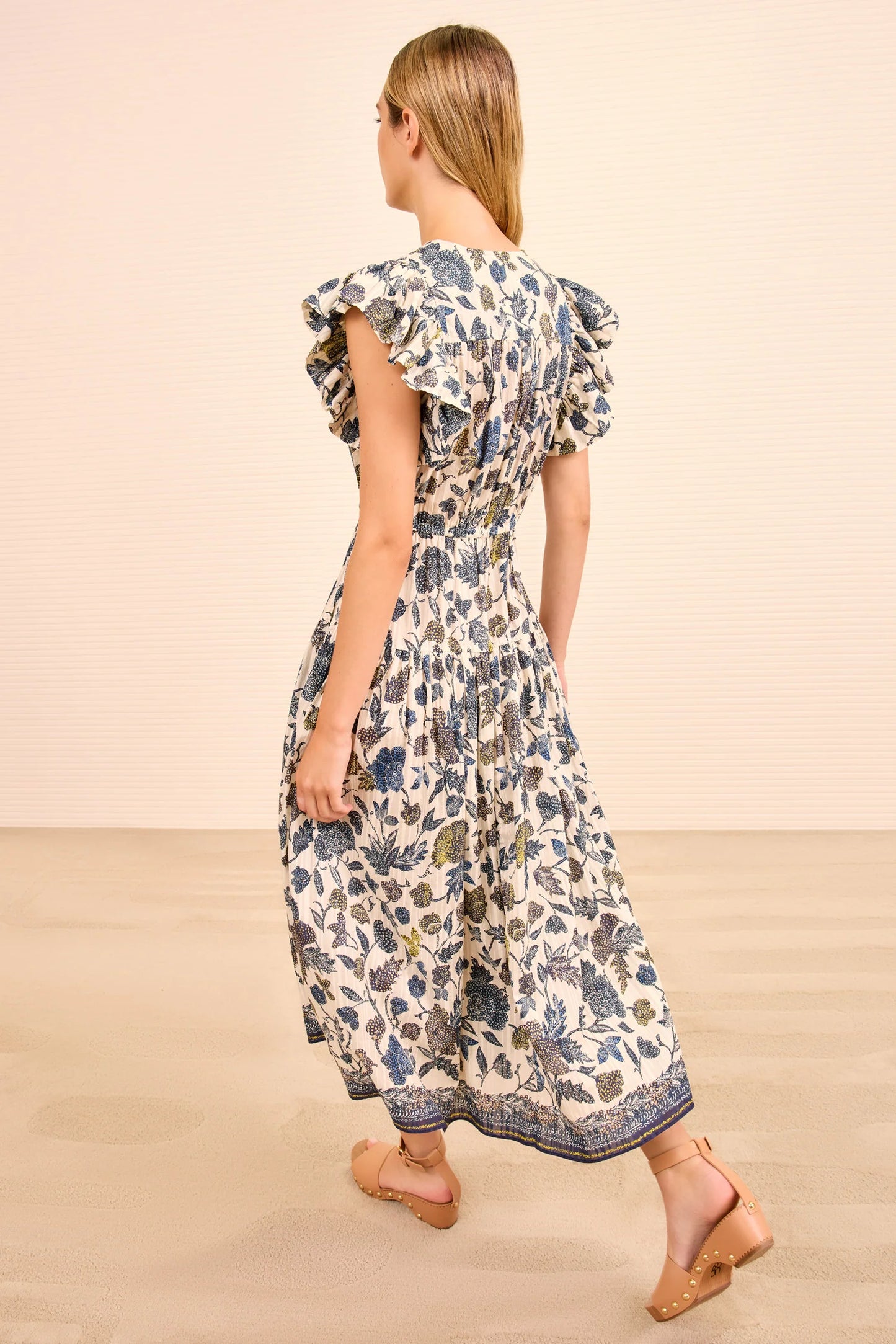 Kairi Flutter Sleeve Midi Dress