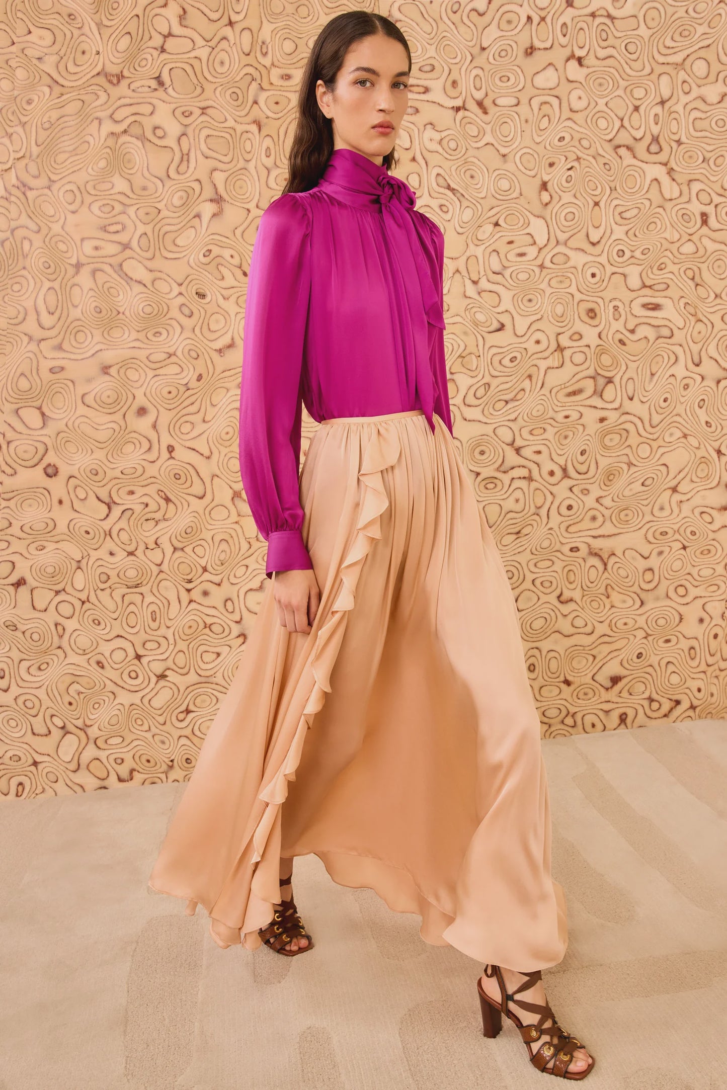 Zena Side Ruffle Midi Skirt