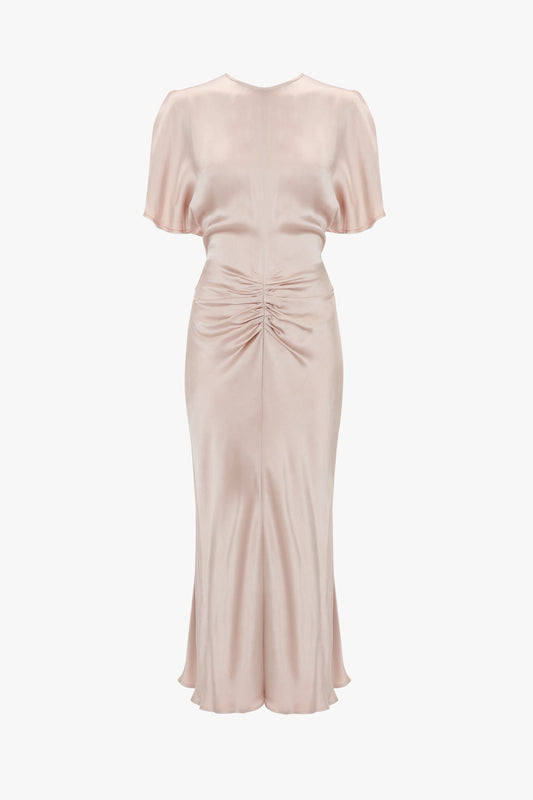 Gathered Waist Mid Length Dress