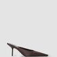 Sloan Stiletto Mule In Dark Brown Satin