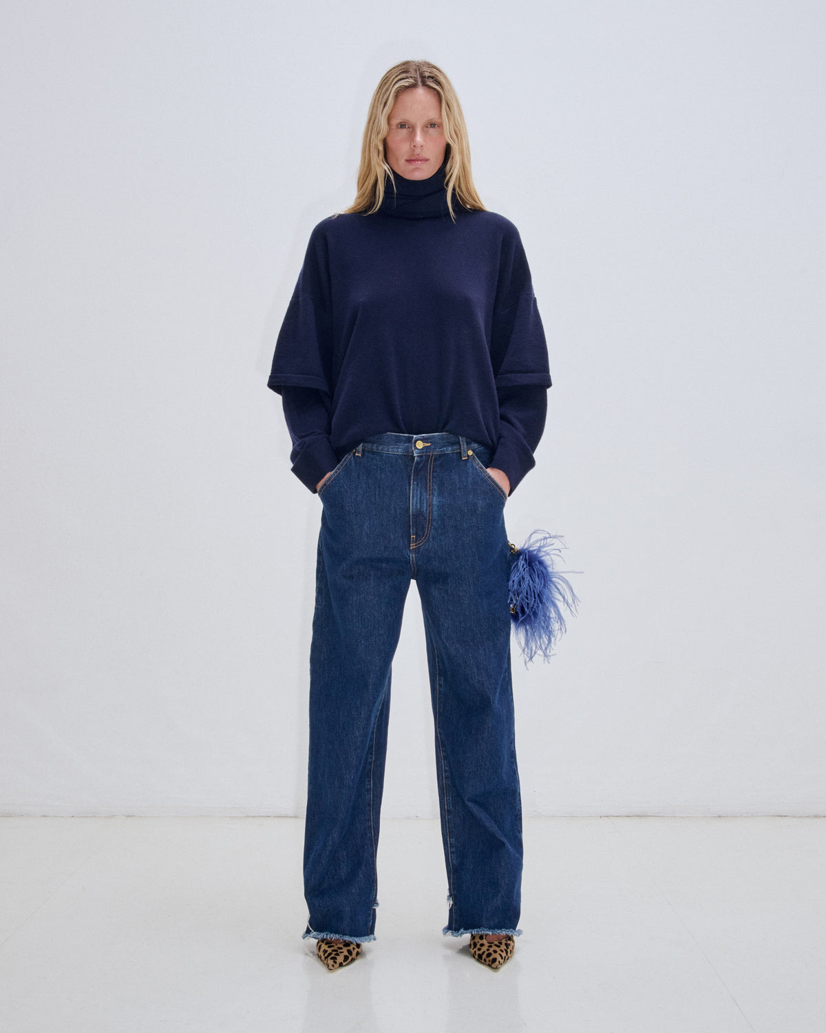 Troy Cashmere Wool Knit Double Sleeve Tee