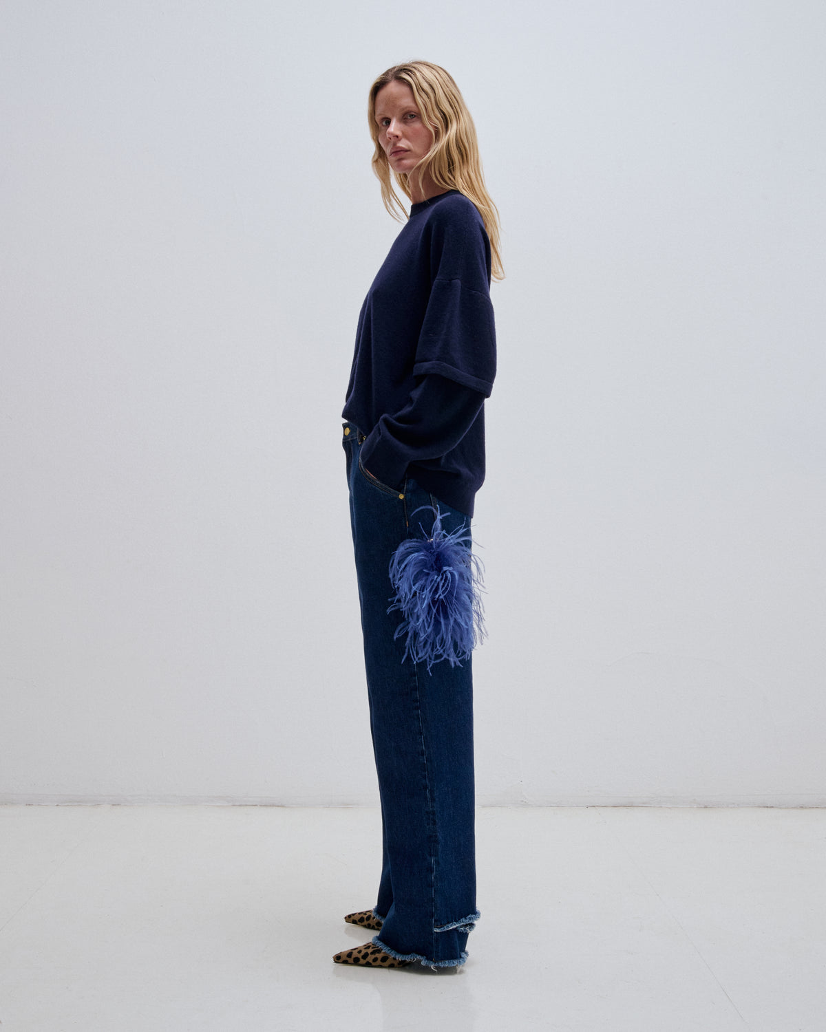 Troy Cashmere Wool Knit Double Sleeve Tee