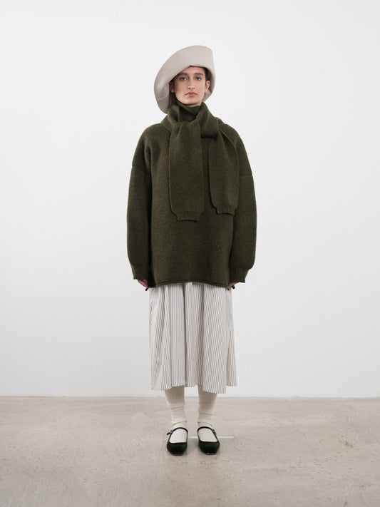 British Wool Wrap Neck Pullover