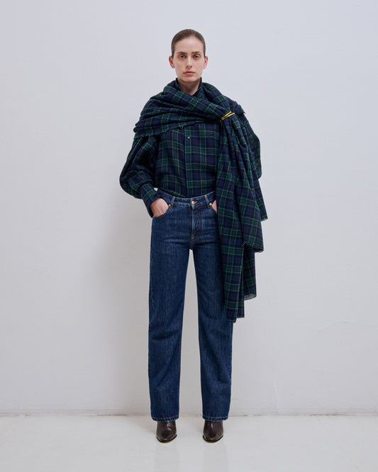 Georgia Scarf Wool Shirt in Check