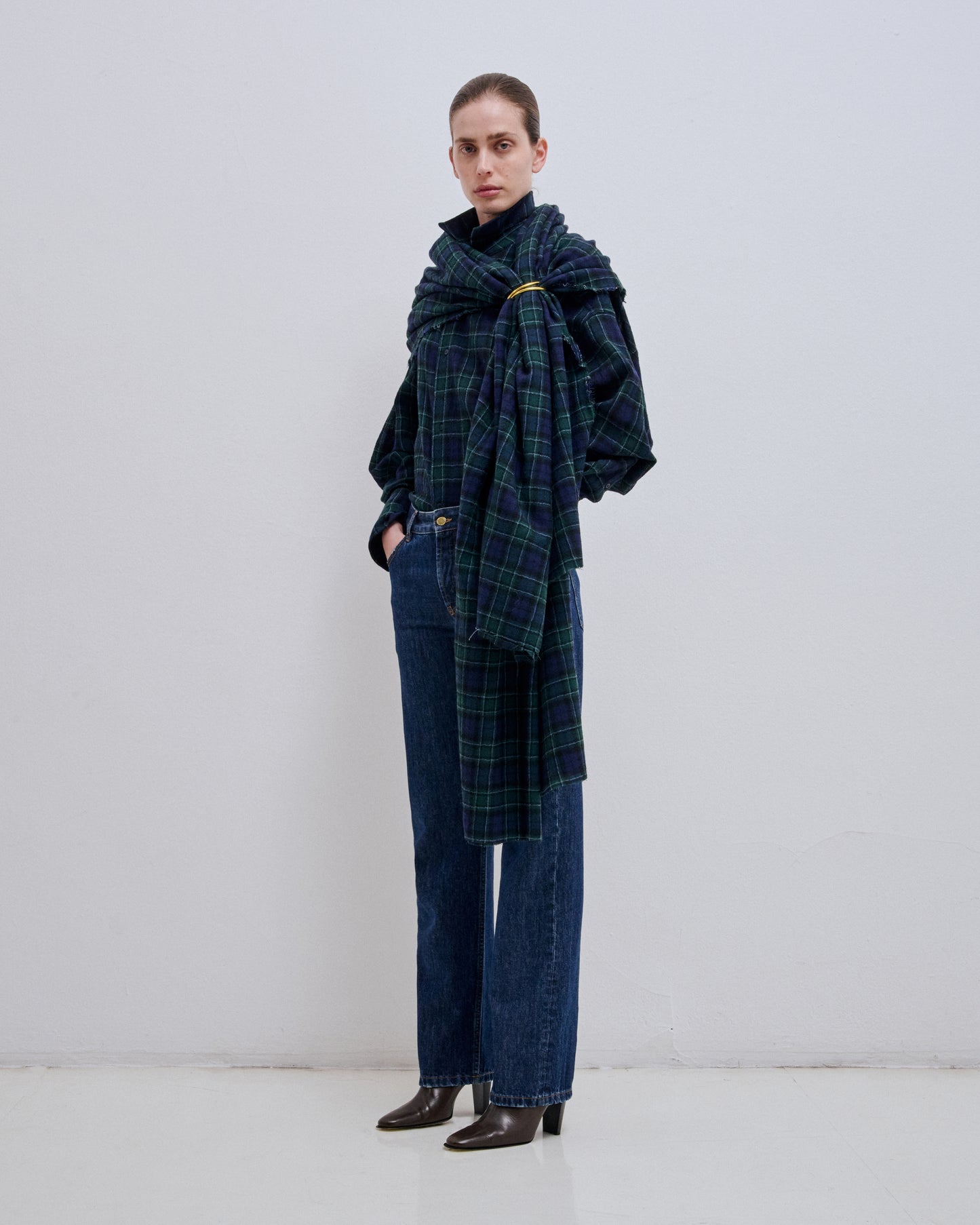 Georgia Scarf Wool Shirt in Check