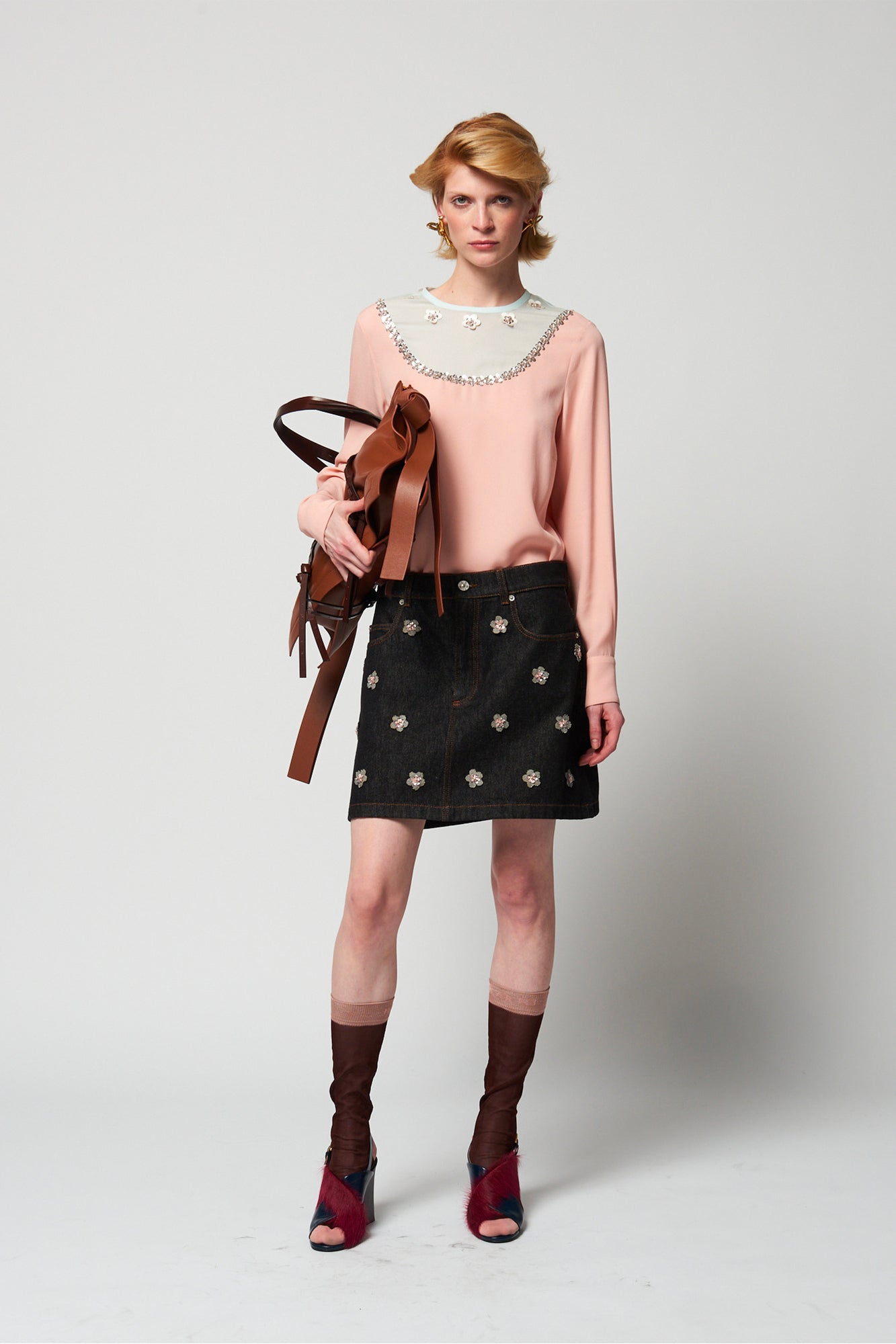 Pair of Metal and Rhinestone Bow Earrings