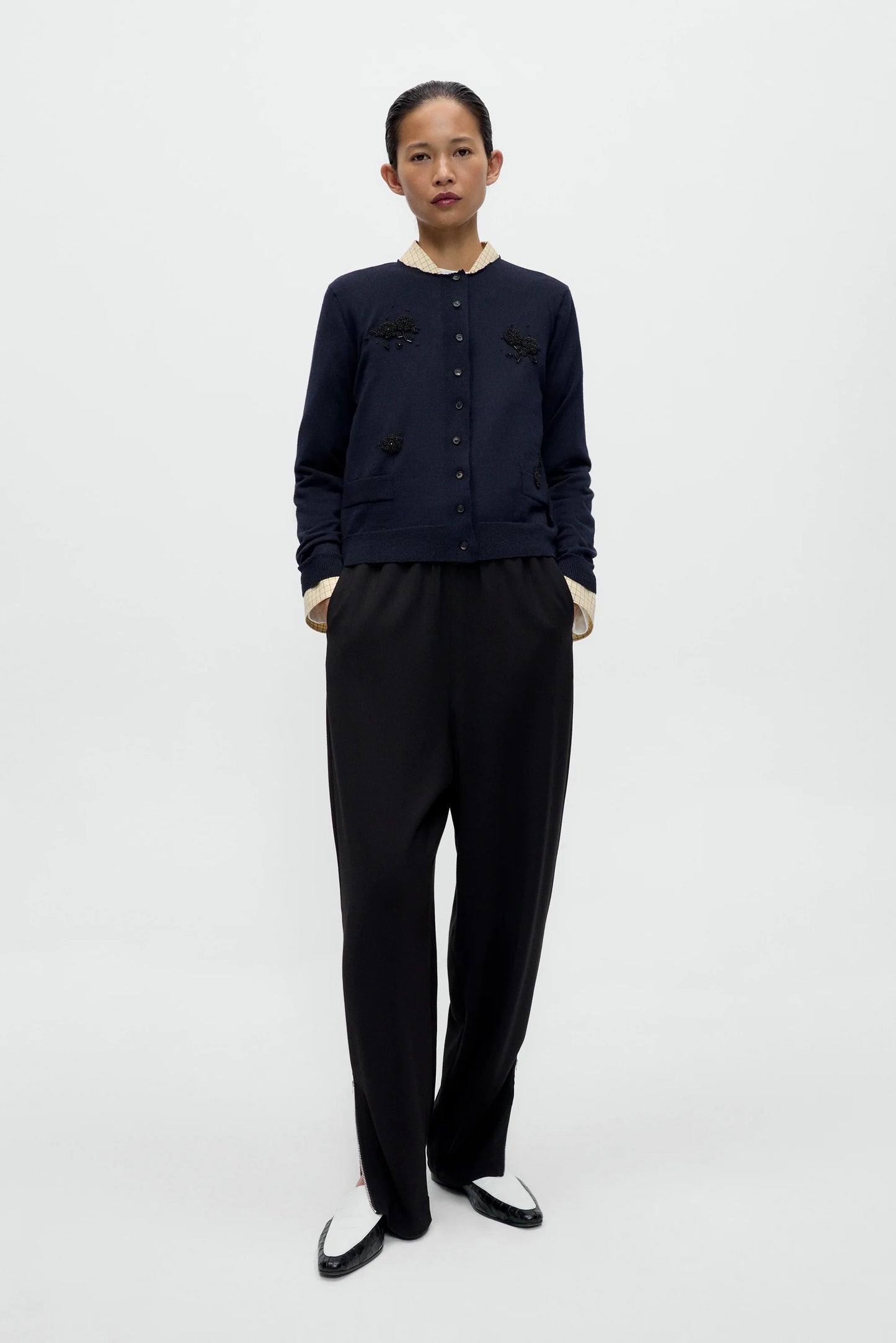 Merino Wool Embellished Cardigan