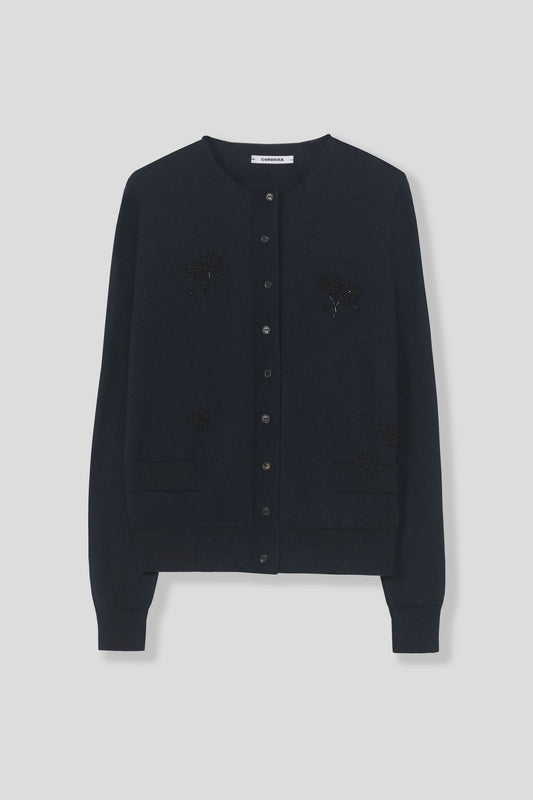 Merino Wool Embellished Cardigan