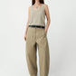 Cotton Curved Pants in Camel