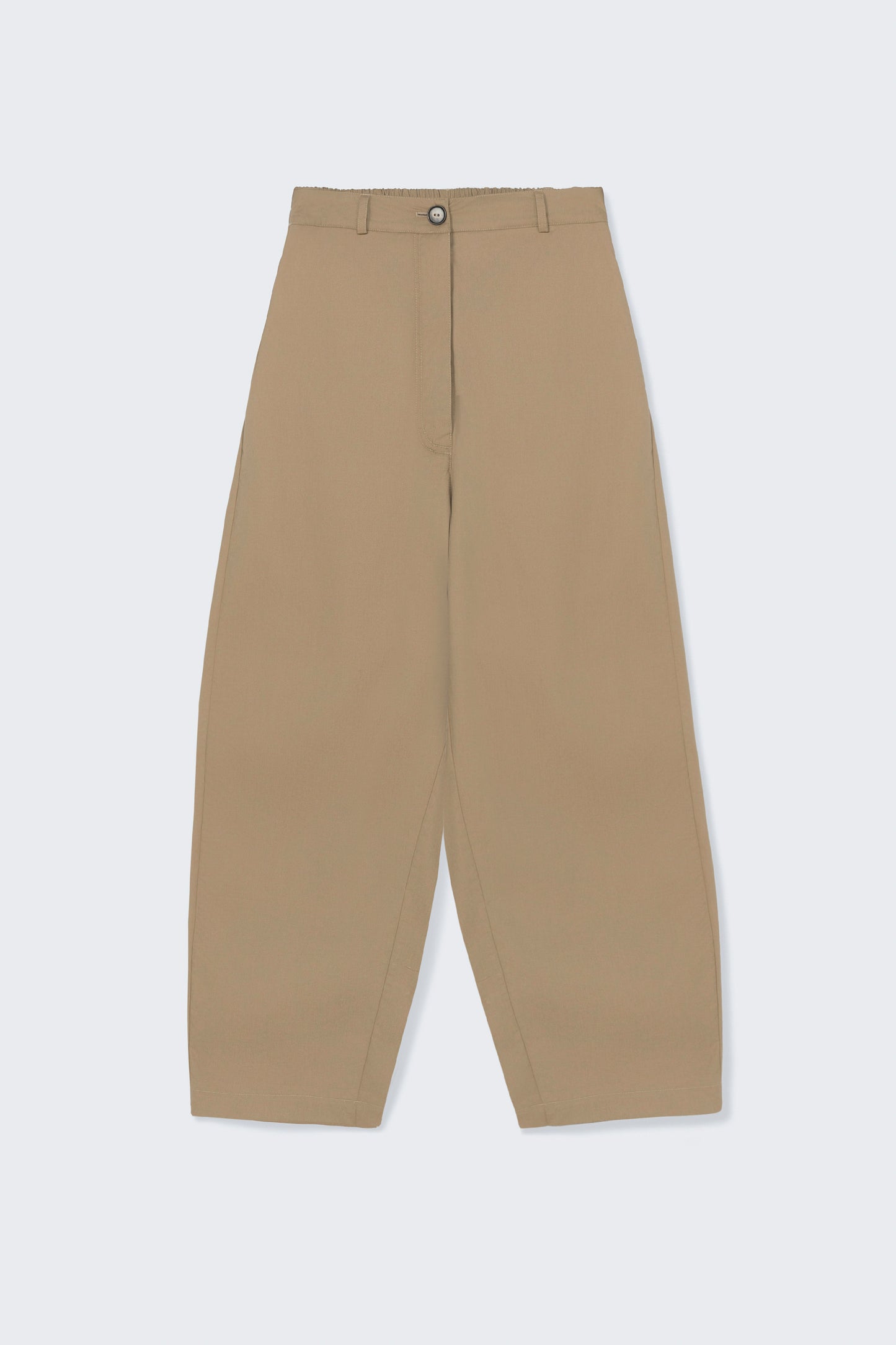 Cotton Curved Pants in Camel