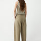 Cotton Curved Pants in Camel