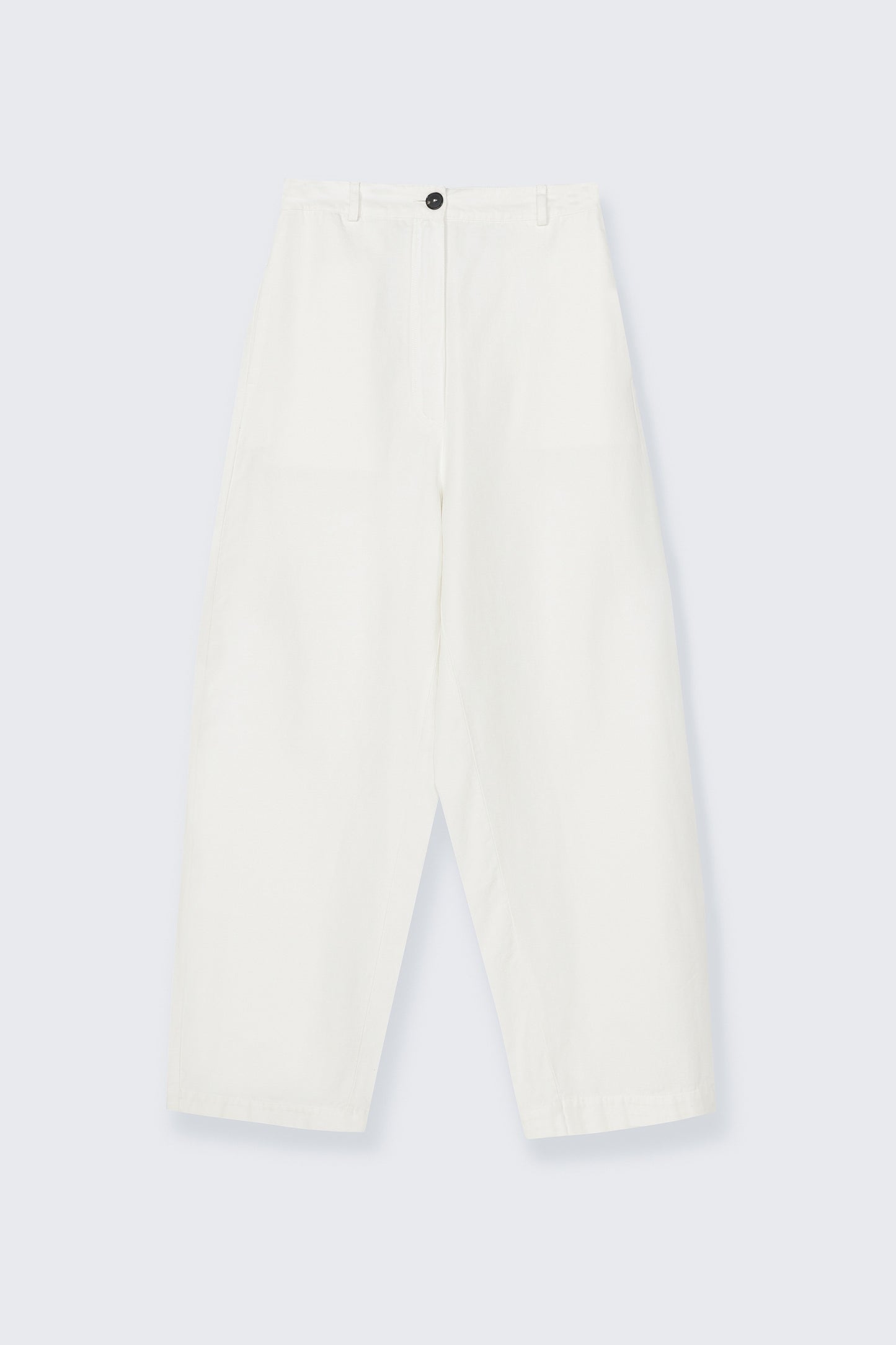 Cotton and Linen Curved Pants in White