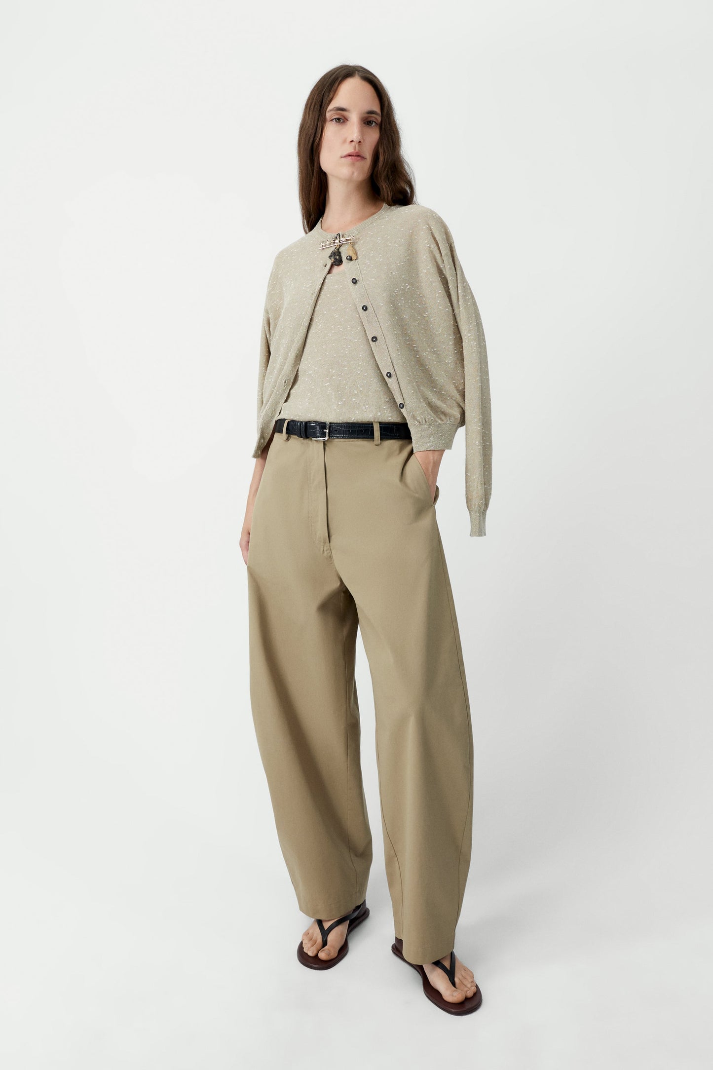 Linen and Cotton Flecked Cardigan